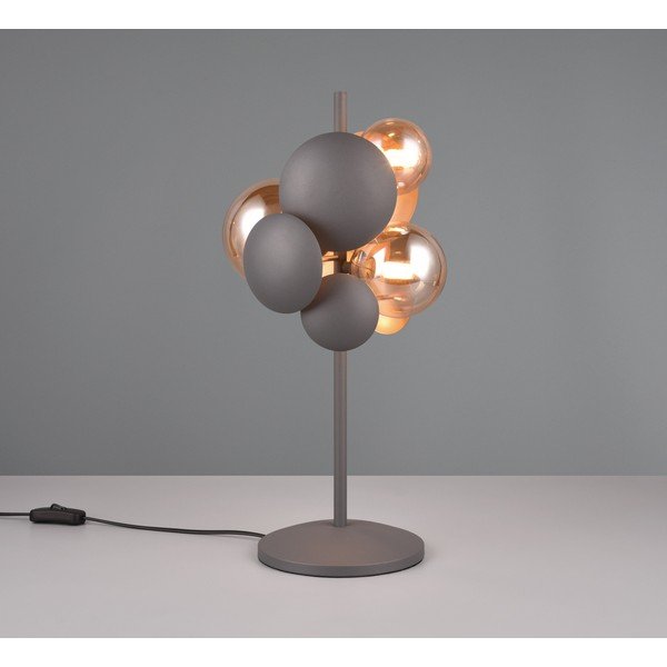 Lampada da tavolo con paralume in vetro grigio-oro (altezza 50 cm) Bubble - Trio Select-image-1