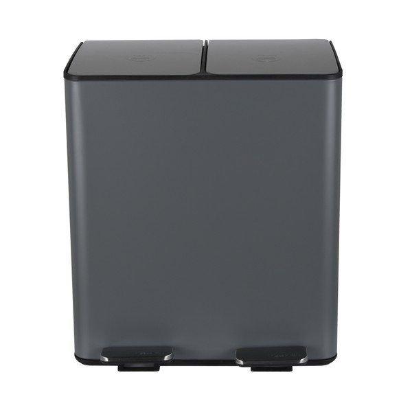Cestino per la spazzatura grigio scuro in acciaio per raccolta differenziata/con pedale 2x20 l   Aliya – Spirella-image-4