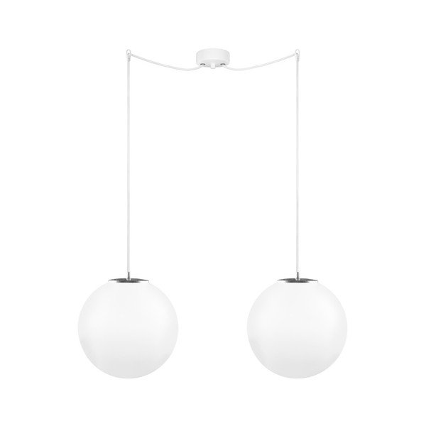 Bílostříbrné dvojité závěsné svítidlo s bílým kabelem a bílou objímkou Sotto Luce Tsuki, Ø 30 cm