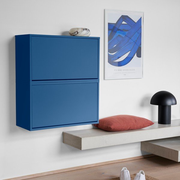 Scarpiera blu con ante ribaltabili/da parete 70x30x40 cm – ReCollector-image-1
