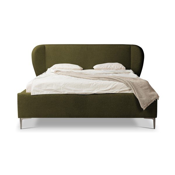 Letto matrimoniale imbottito verde scuro con rete inclusa 140x200 cm Makana – Makamii-image-2