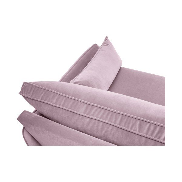 Divano angolare in velluto rosa chiaro con gambe nere, angolo destro Lento - Kooko Home-image-4