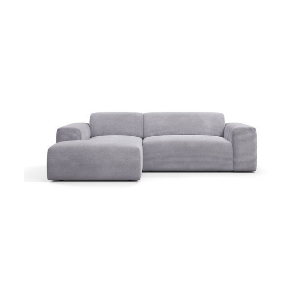 Divano angolare in velluto a coste grigio chiaro, 250 cm, angolo sinistro Karen - Marie Claire Home