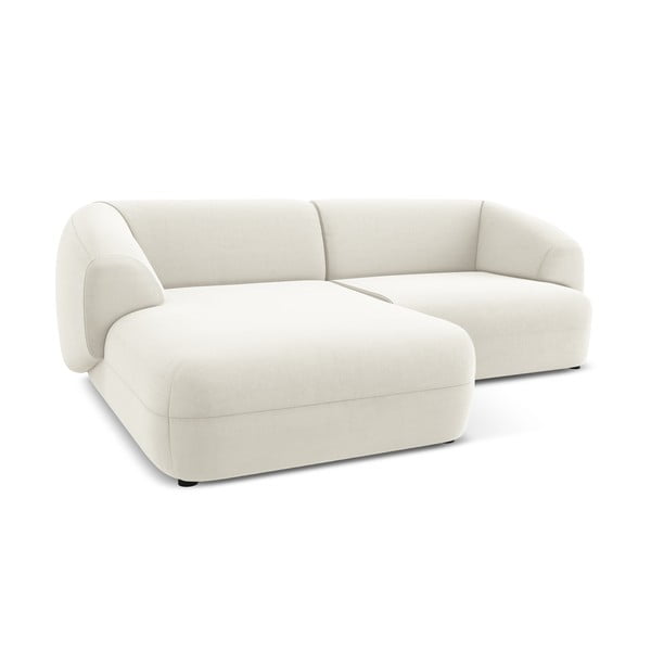 Divano angolare bianco (con penisola a sinistra) con rivestimento in velluto Moana – Makamii-image-3