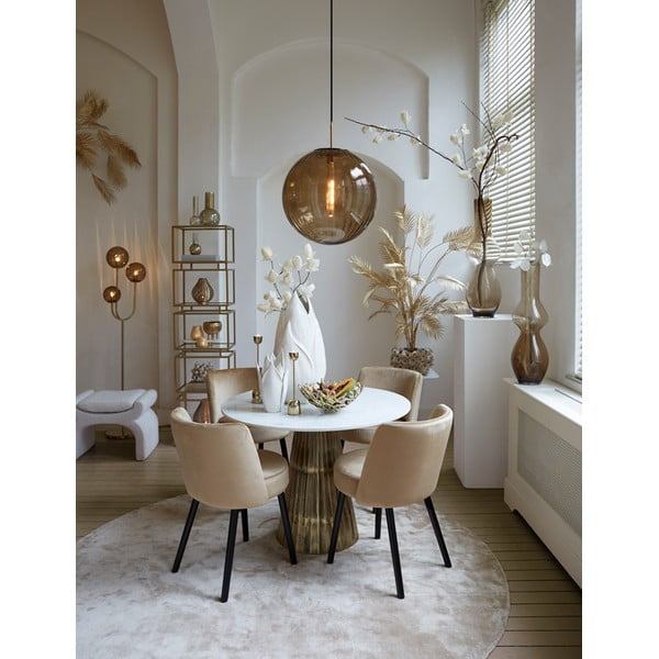 Sgabello crema in tessuto bouclé Nafya - Light & Living-image-1