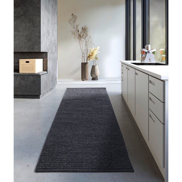 Passatoia grigio scuro in lana tessuta a mano 80x200 cm Francois - Villeroy&Boch-image-1