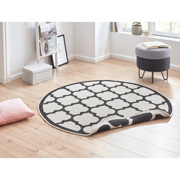 Tappeto da esterno nero e crema , ⌀ 200 cm Palermo - NORTHRUGS-image-1