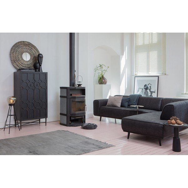 Divano angolare nero in finto camoscio, angolo destro Statement - BePureHome-image-1