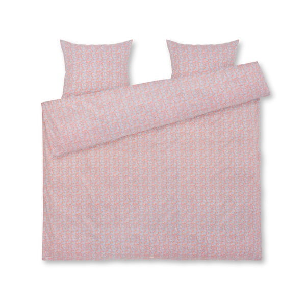Lenzuolo matrimoniale in cotone sateen azzurro-rosa 200x220 cm Pleasantly - JUNA
