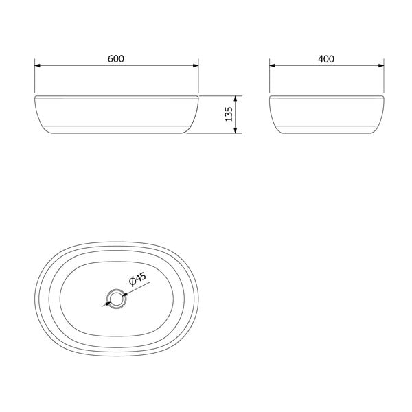 Lavabo nero/blu in ceramica 60x40 cm Priori – Sapho-image-3