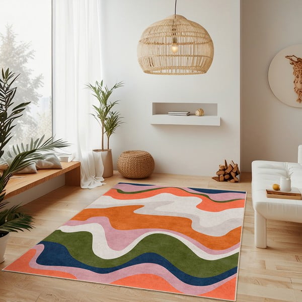 Tappeto arancione lavabile 120x180 cm Squiggly Orange – Mila Home-image-1