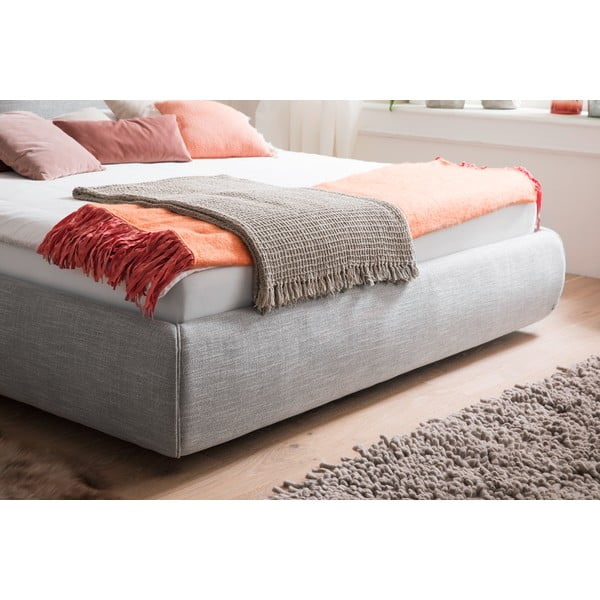 Letto matrimoniale imbottito grigio con contenitore con rete inclusa 180x200 cm Atesio – Meise Möbel-image-1