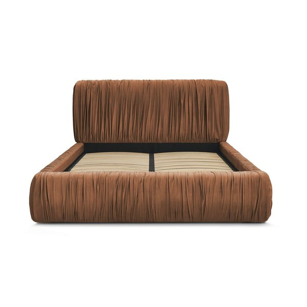 Letto matrimoniale arancione imbottito con spazio contenitivo con rete inclusa 180x200 cm Blair – Bobochic Paris-image-4