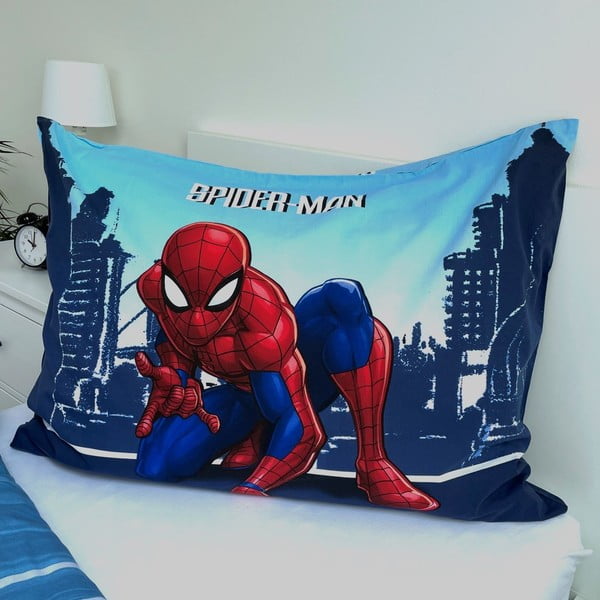 Set copripiumino e federa da bambini blu in cotone per letto singolo 140x200 cm Spider-man "Blue" – Jerry Fabrics-image-3