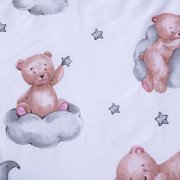 Set copripiumino e federa da bambini bianco in cotone per culla 100x135 cm Teddy Bear "Ribbon" – Jerry Fabrics-image-4