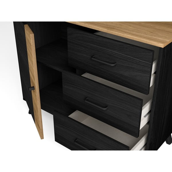 Cassettiera bassa in rovere nero/naturale 92x81 cm Texas - Marckeric-image-4