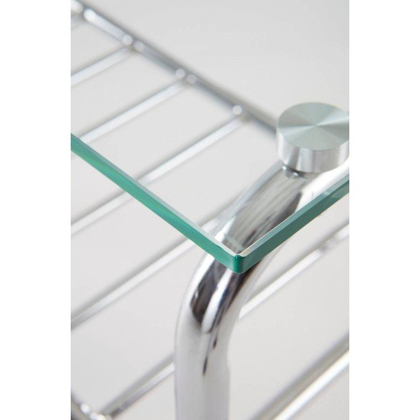 Tavolo consolle color argento lucido con piano in vetro 32x100 cm Walle – Jotex-image-4