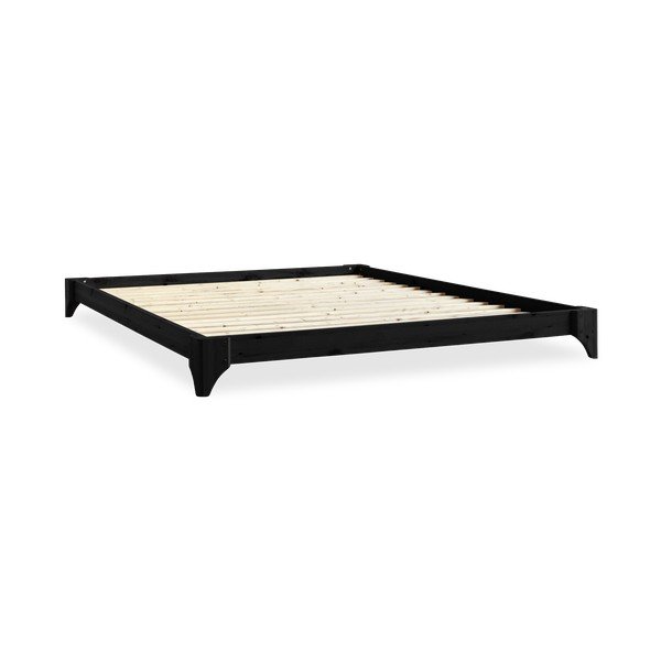 Letto matrimoniale in legno di pino con materasso Comfort Mat Nero/Naturale, 160 x 200 cm Elan - Karup Design-image-3