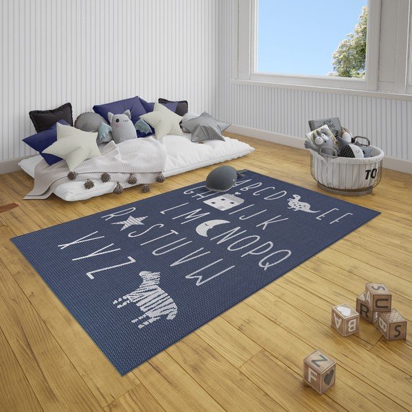 Tappeto per bambini blu Lettere, 120 x 170 cm - Ragami-image-1