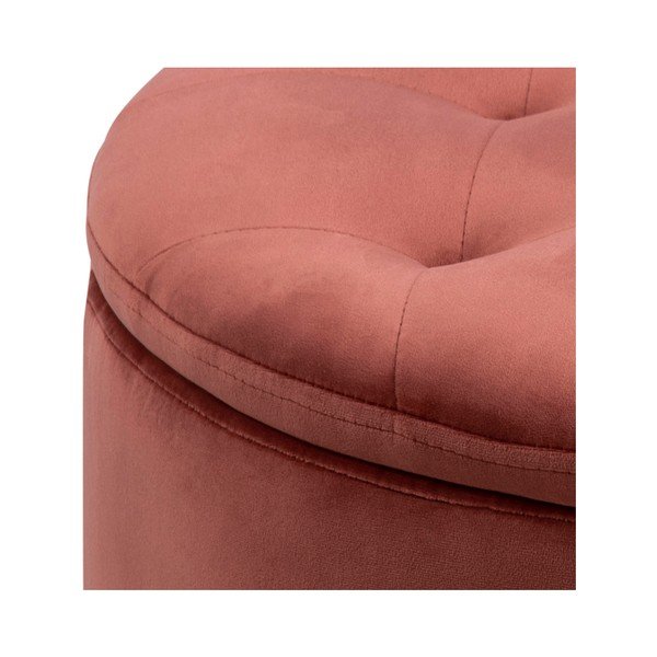 Pouf in velluto rosa corallo , ⌀ 60 cm Retina - Actona-image-3