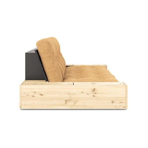 Divano letto in velluto a coste marrone chiaro-senape 244 cm Base - Karup Design-image-3