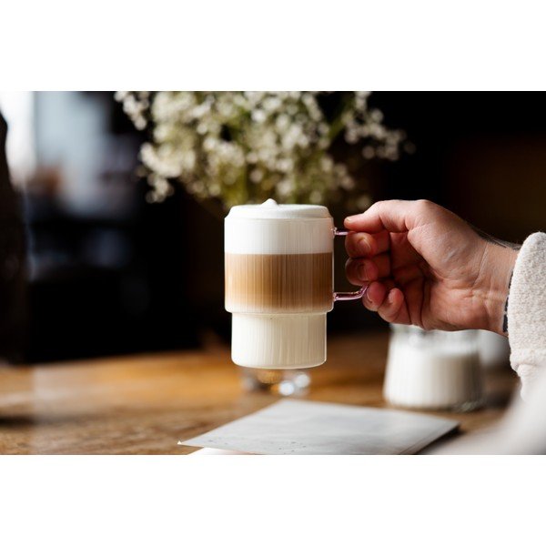 Tazze in set per cappuccino rosa in vetro 2 pz 350 ml Livio – Vialli Design-image-4