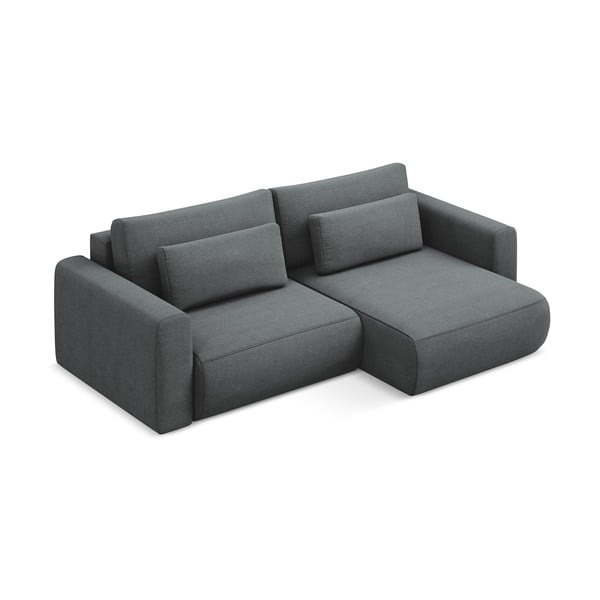 Divano angolare grigio scuro allungabile/con contenitore (con penisola a destra/con chaise lounge) Kapua – Makamii-image-2