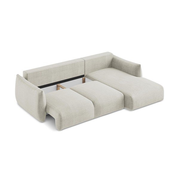 Divano angolare beige allungabile (con penisola a destra/con chaise lounge) Leila – Makamii-image-4