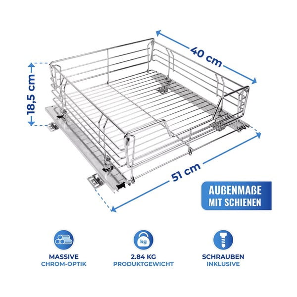 Ripiano estraibile in acciaio inox Slide, 51 x 40 cm - Maximex-image-3
