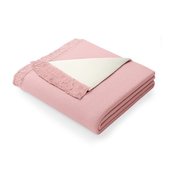 Coperta rosa cipria in misto cotone , 150 x 200 cm Franse - AmeliaHome
