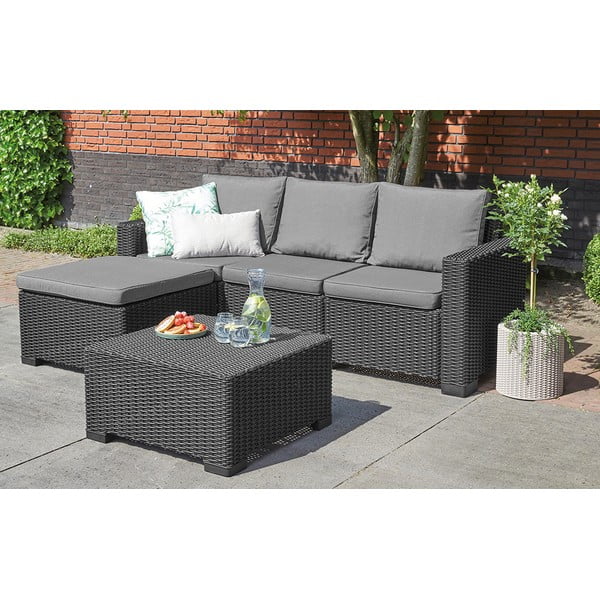 Set da giardino in rattan artificiale grigio per 3 persone California - Keter-image-1