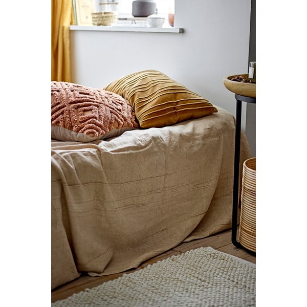 Copriletto marrone con lino 150x200 cm Terni - Bloomingville-image-1