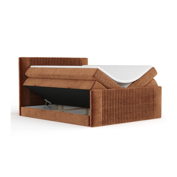 Letto boxspring arancione con contenitore 200x200 cm Bergamo – Maison de Rêve-image-2