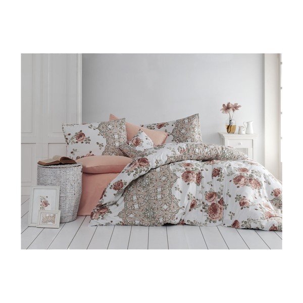 Biancheria da letto singola in cotone Nazenin Home Flowers, 140 x 200 cm - Mijolnir
