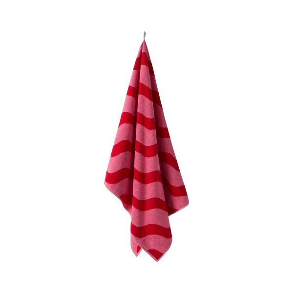 Asciugamano rosso/rosa in cotone 90x150 cm Waves – Jotex-image-2