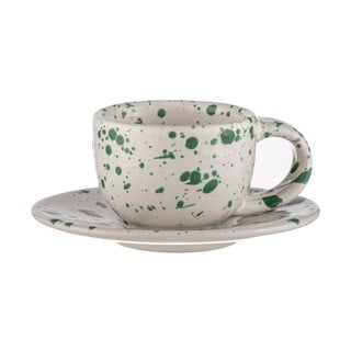 Tazze da espresso in gres bianco-verde in set da 2 100 ml Carnival - Ladelle