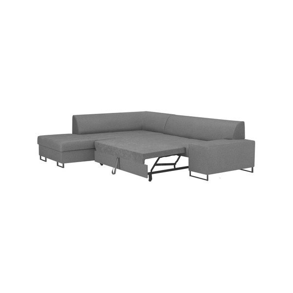 Světle šedá rohová rozkládací pohovka s nohami v černé barvě Cosmopolitan Design Orlando, levý roh-image-4