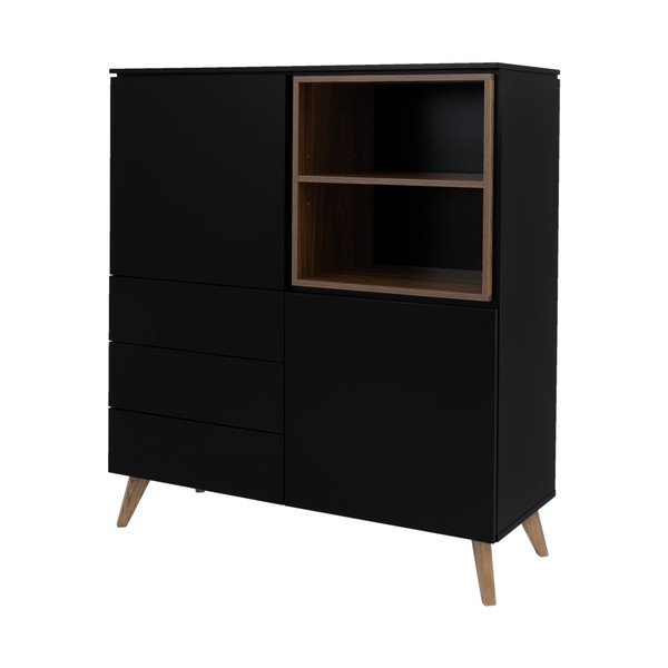 Cassettiera alta in noce in colore nero e naturale 120x133 cm Plain - Tenzo-image-2