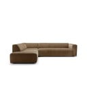 Divano angolare marrone (con penisola a sinistra) con rivestimento in velluto Annie – Sits