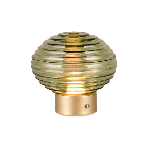 Lampada da tavolo LED dimmerabile in verde e oro con paralume in vetro (altezza 14,5 cm) Earl - Reality-image-1