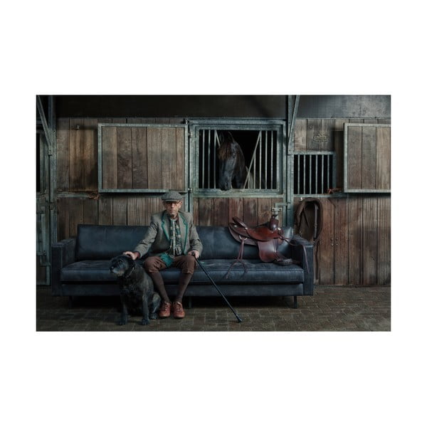 Divano nero con rivestimento in finta pelle 277 cm Rodeo – WOOOD-image-1