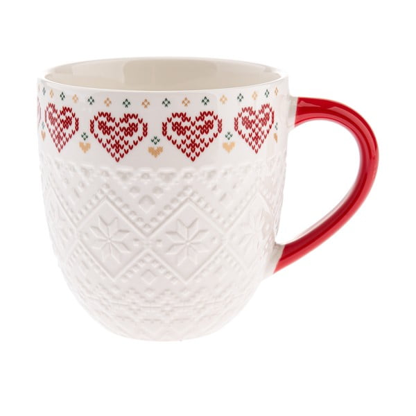 Tazza bianca in porcellana a tema natalizio 630 ml Knitting – Dakls