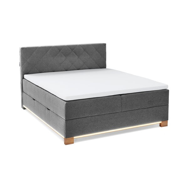 Letto boxspring grigio con contenitore 160x200 cm Messina - Meise Möbel