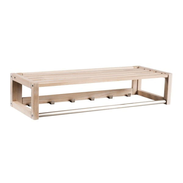 Attaccapanni in legno di quercia laccato opaco con ripiano e 6 ganci Confetti - Rowico