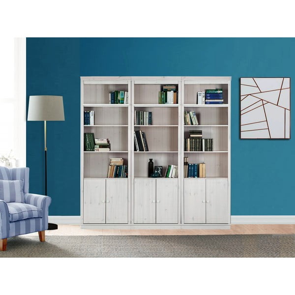 Libreria in legno di pino bianco 222x223 cm Anita - Støraa-image-2