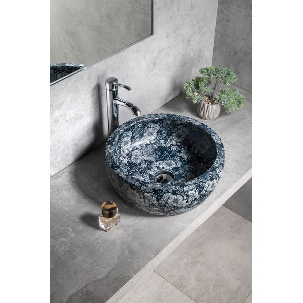 Lavabo rotondo in blu scuro in ceramica ø 41 cm Priori – Sapho-image-1