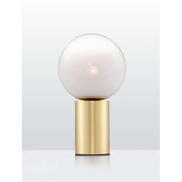 Lampada da tavolo bianca/dorata in vetro (altezza totale 35,5 cm) Vita – Nova Luce-image-4