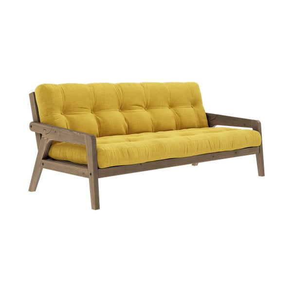 Divano letto in velluto a coste giallo 204 cm Grab - Karup Design-image-3