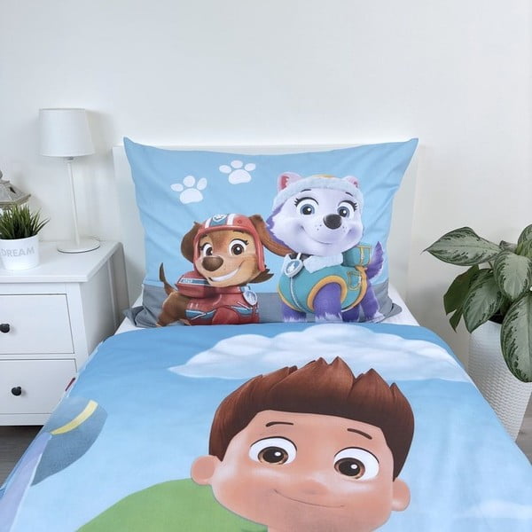 Set copripiumino e federa da bambini blu in cotone per letto singolo 140x200 cm Paw Patrol – Jerry Fabrics-image-4