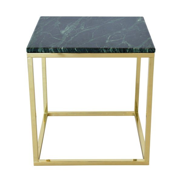 Tavolino con base dorata e piano in marmo verde Accento - RGE